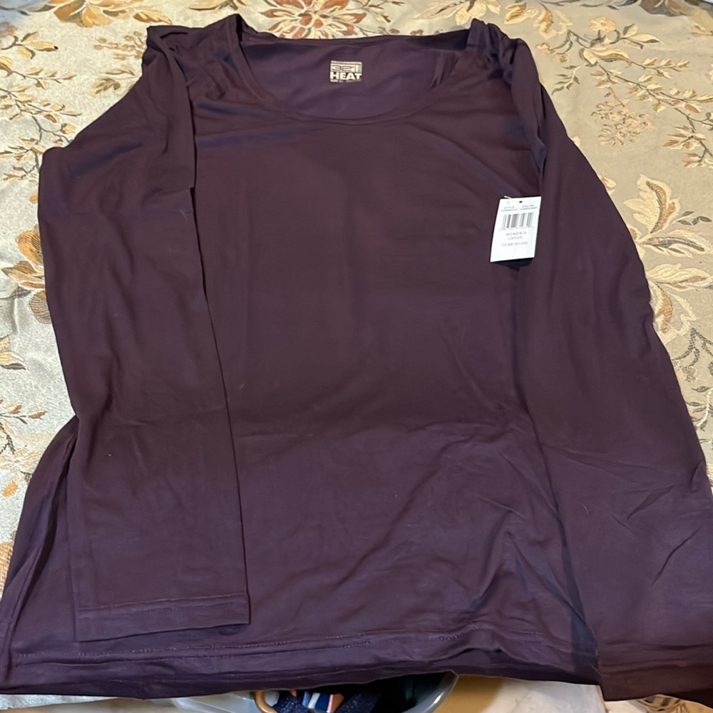 32 DEGREES HEAT Gray Long Sleeve T-Shirt Size L Stretch Round Neck Base Layer